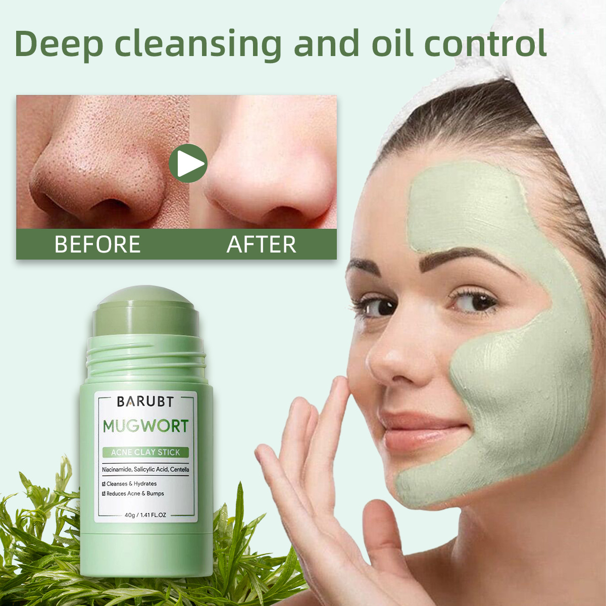Skincare Oily Skin - Remove Blackhead Acne Mugwort Solid Mask